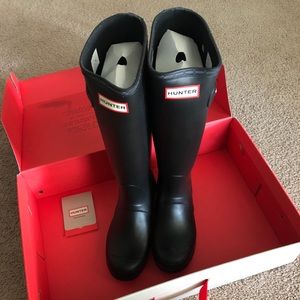 Tall Matte Black Hunter Rain Boots